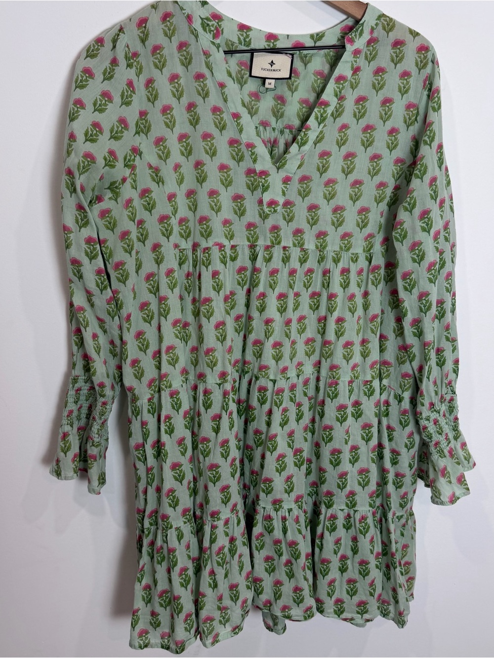 Tuckernuck Peony Swing Dress Green Floral Tiered Dress - Picture 2 of 7